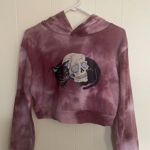 Tie dye Skull Crop Hoodie